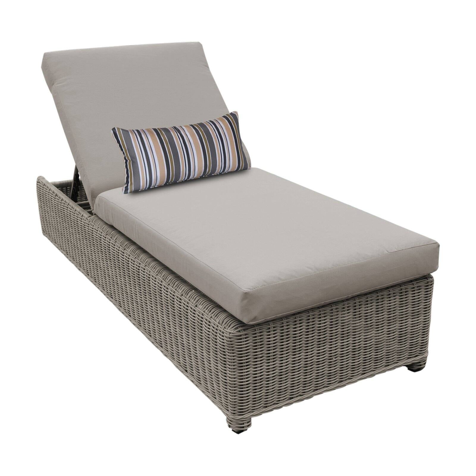 TK Classics Coast Wheeled Wicker Outdoor Chaise Lounge Chair