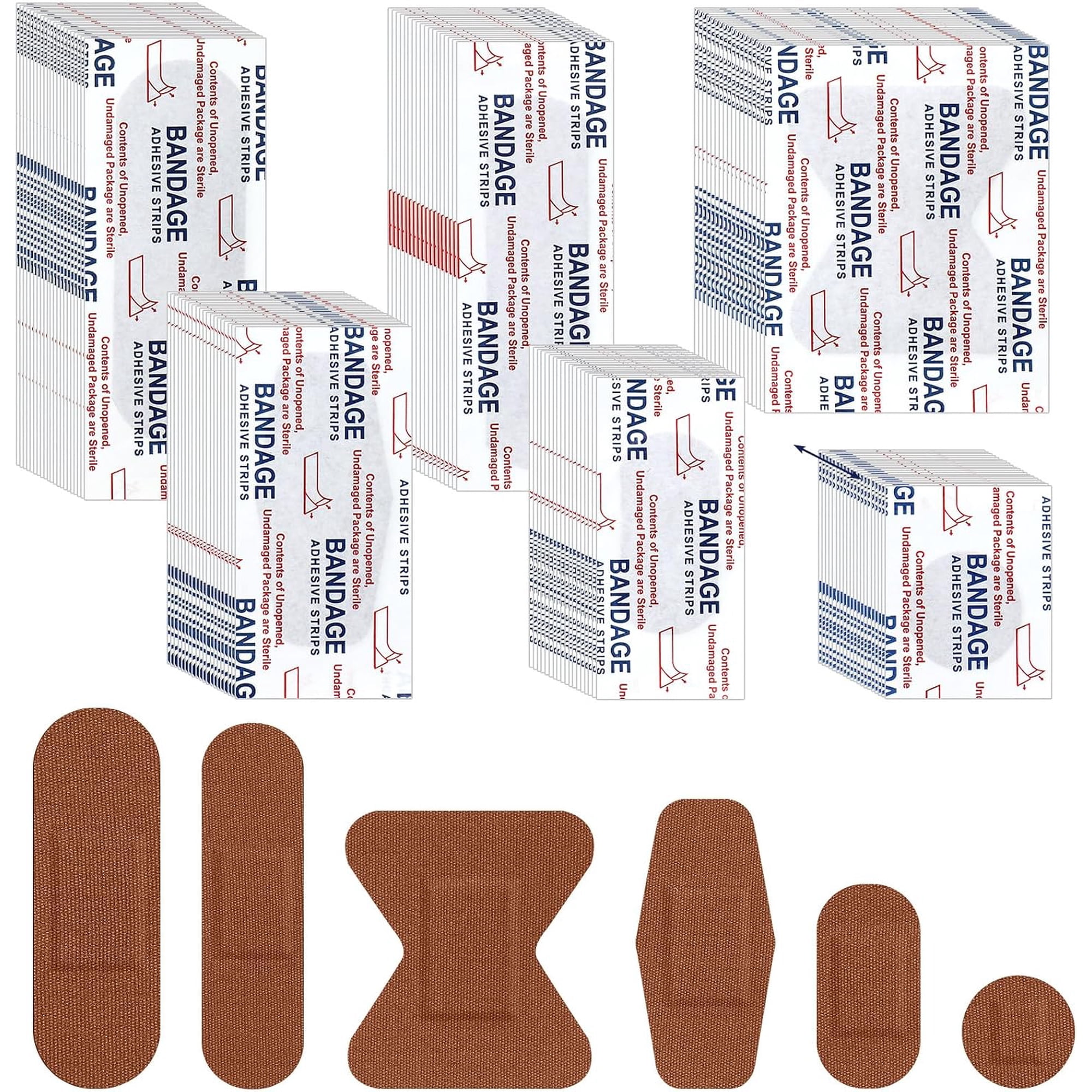 Pukitry 150 Pcs 6 Sizes Brown Shade Flexible Fabric Bandages Adhesive Bandage Flexible Bandages Variety Pack for Adult Protect Cuts Scrapes Scratches Inclusivity and Diversity(Light Brown)