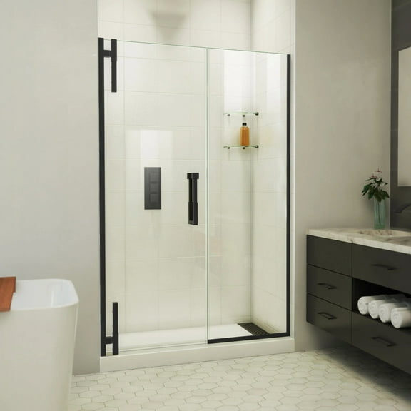 DreamLine Ascend 48 1/2-49 1/2 in. W x 72 in. H Frameless Pivot Shower Door in Satin Black