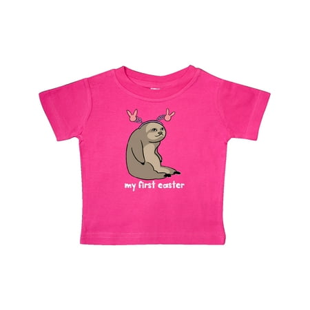 

Inktastic My 1st Easter Sloth with Pink Bunny Ears Gift Baby Boy or Baby Girl T-Shirt