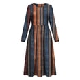 thumbnail image 7 of Karymi Floral Print Crew Neck Long Sleeve Midi Dress, Gathered Empire Waist Loose Flowy Casual Spring Summer Vacation Sundress Plus Size Dresses, 7 of 7