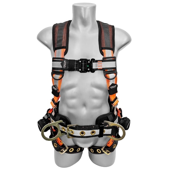 Frontline 100RCTB Reflective Construction Full Body Harness with Tongue Buckle Legs and Trauma Straps