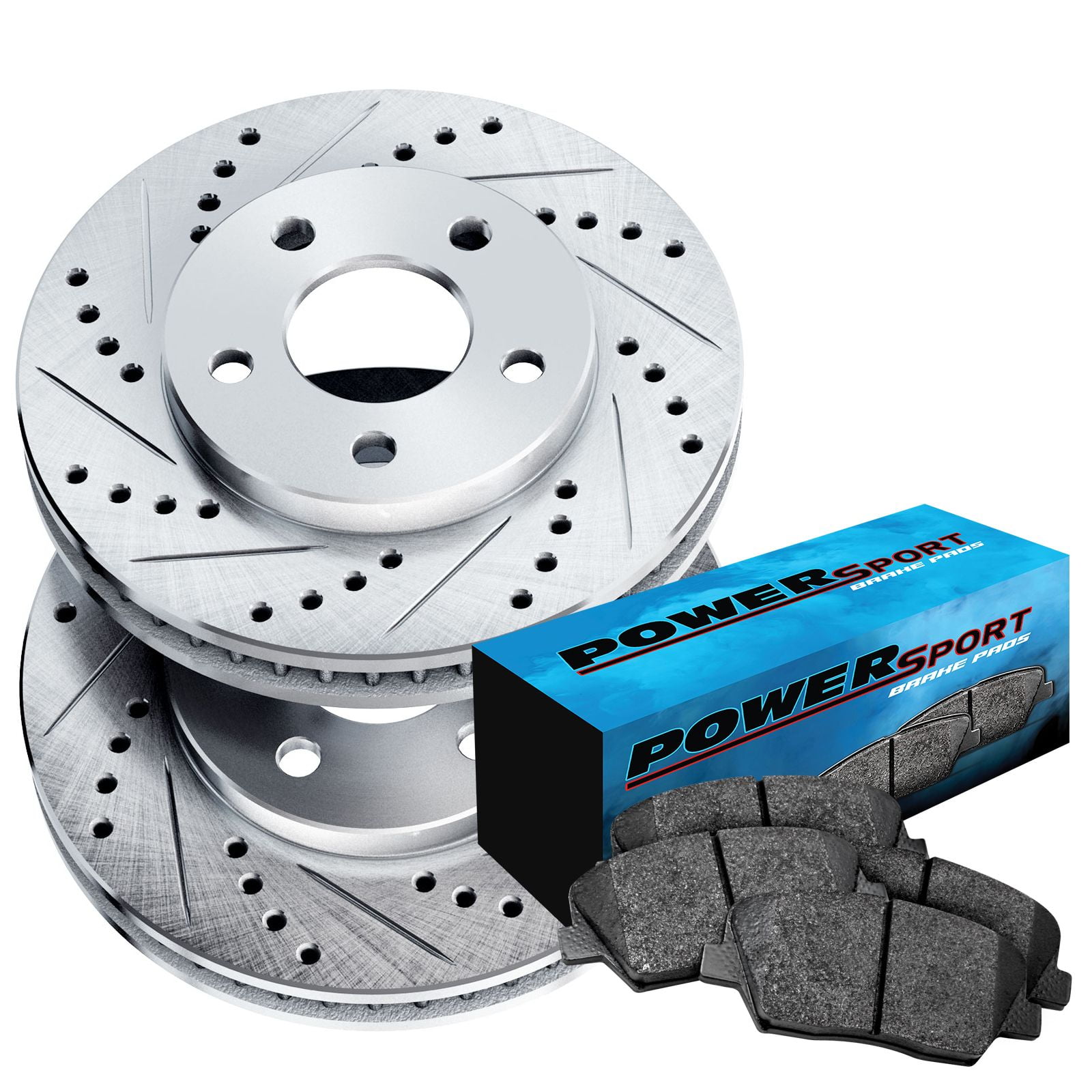 PowerSport Front Brakes and Rotors Kit |Front Brake Pads| Brake Rotors and  Pads| Semi Metallic Brake Pads and Rotors |fits 2012-2021 Audi A3 Quattro, 
