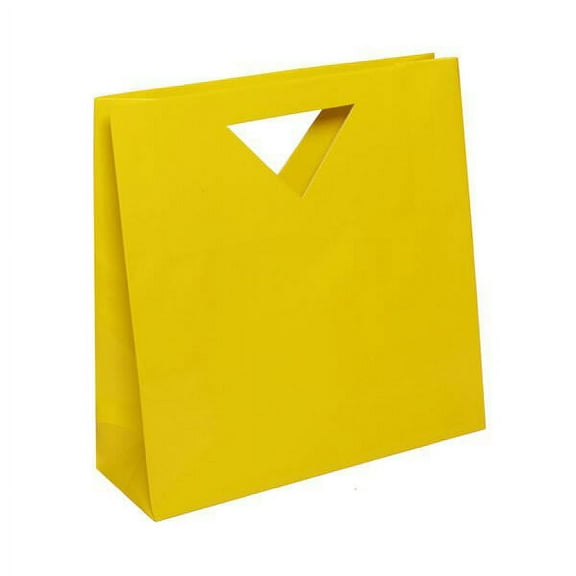 JAM Paper Die Cut Gift Bags, 12 x 12 x 4, Yellow, 3/Pack, Medium