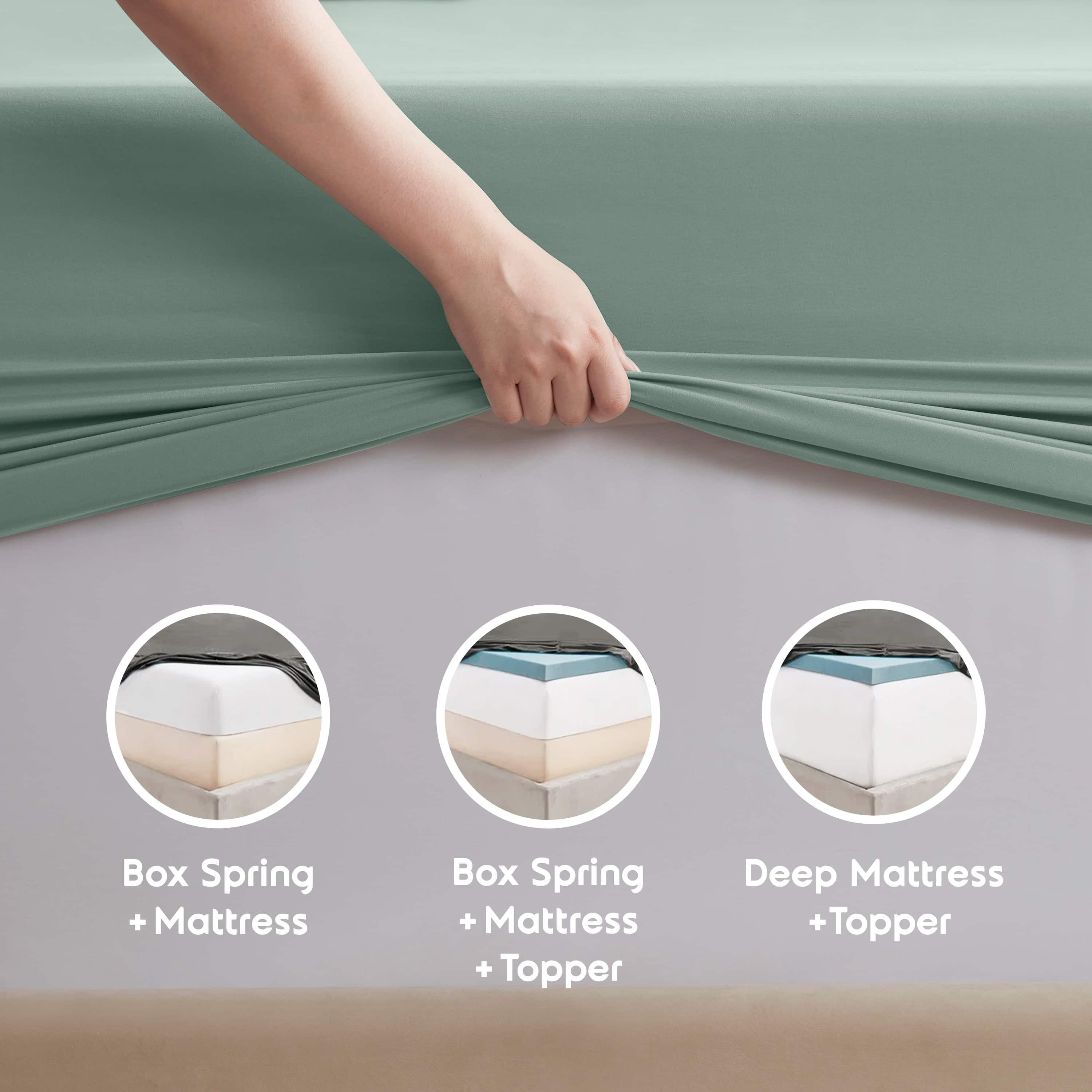 LammaLoe Extra Deep Pocket Full Size Sheets set, Fits 18"-24" Mattress, 6 Piece Soft Microfiber Bed Sheet Sets, Sage Green