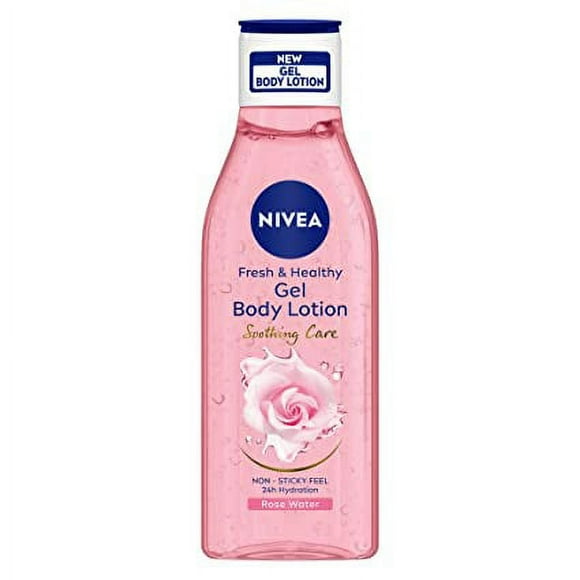 NIVEA Rose Water Gel Body lotion, Soothing Care for 24H hydration, Non-Sticky & fast absorbing Body lotion for fresh and healthy skin, 200 ml