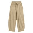 thumbnail image 5 of LIaqionyy Womens Cotton Linen Pants Baggy Wide Leg Lounge Elastic Waist Drawstring Lightweight Trousers with Pockets, 5 of 8