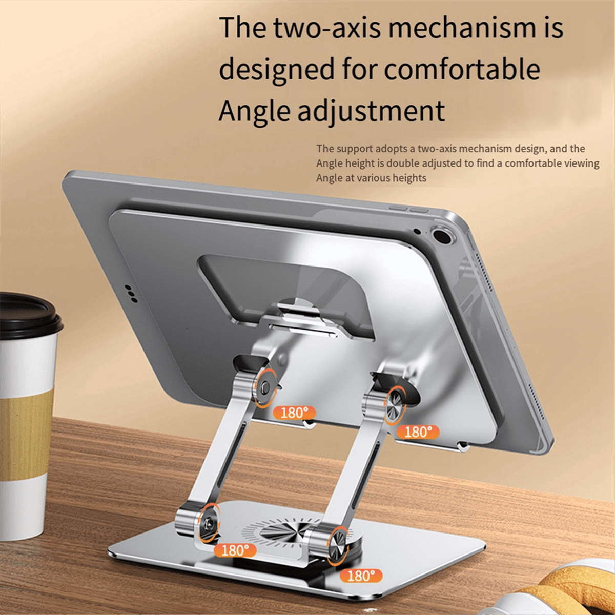 Universal Laptop Stand with 360° Rotating Base, Adjustable Height Multi-Angle, Foldable Mounted Reading Bookshelf Silver