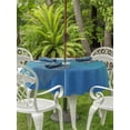 thumbnail image 3 of Outdoor Tablecloths with Umbrella Hole & Zipper, Blue Teal Beige Ombre Round Tablecloths 60 Inch, Modern Abstract Art Abstract Waterproof Table Cloth, Patio/Pool/Picnic Table Covers, 3 of 8