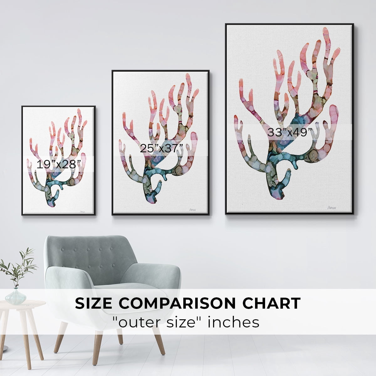 Sea Coral II Framed Premium Gallery Wrapped Canvas - Ready to Hang - 25 x 37 - Black Floating Frame