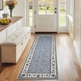 thumbnail image 1 of 2x6 Floral Kitchen Runner Rug Washable Non Slip Throw Runner for Hallway Geometric Bordered Print Laundry Bathroom Mat Soft Non Shed Rugs for Bedside Entryway, Grey, 1 of 8