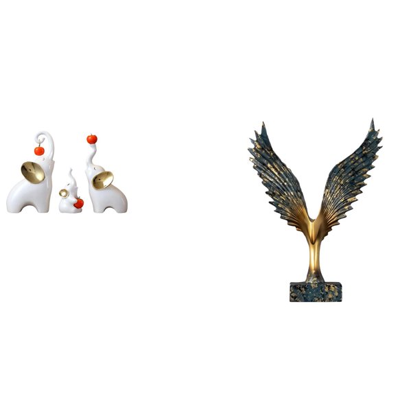 Esculturas de elefantes,Estatuas de elefantes,decoración del hogar,artesanías de cerámica,Estatua de la casa,Estatua de ala hecha a mano,artesanía de resina para cafetería,Escultura de
