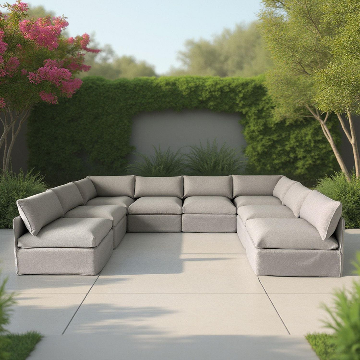 Patioflare Flexiform U-Shape Modular Patio Sofa Set, Grey