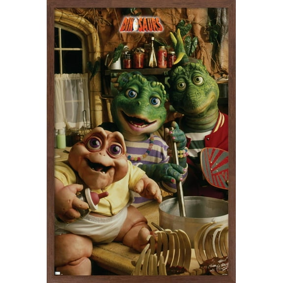 Dinosaurs - Group Wall Poster, 14.725" x 22.375", Framed