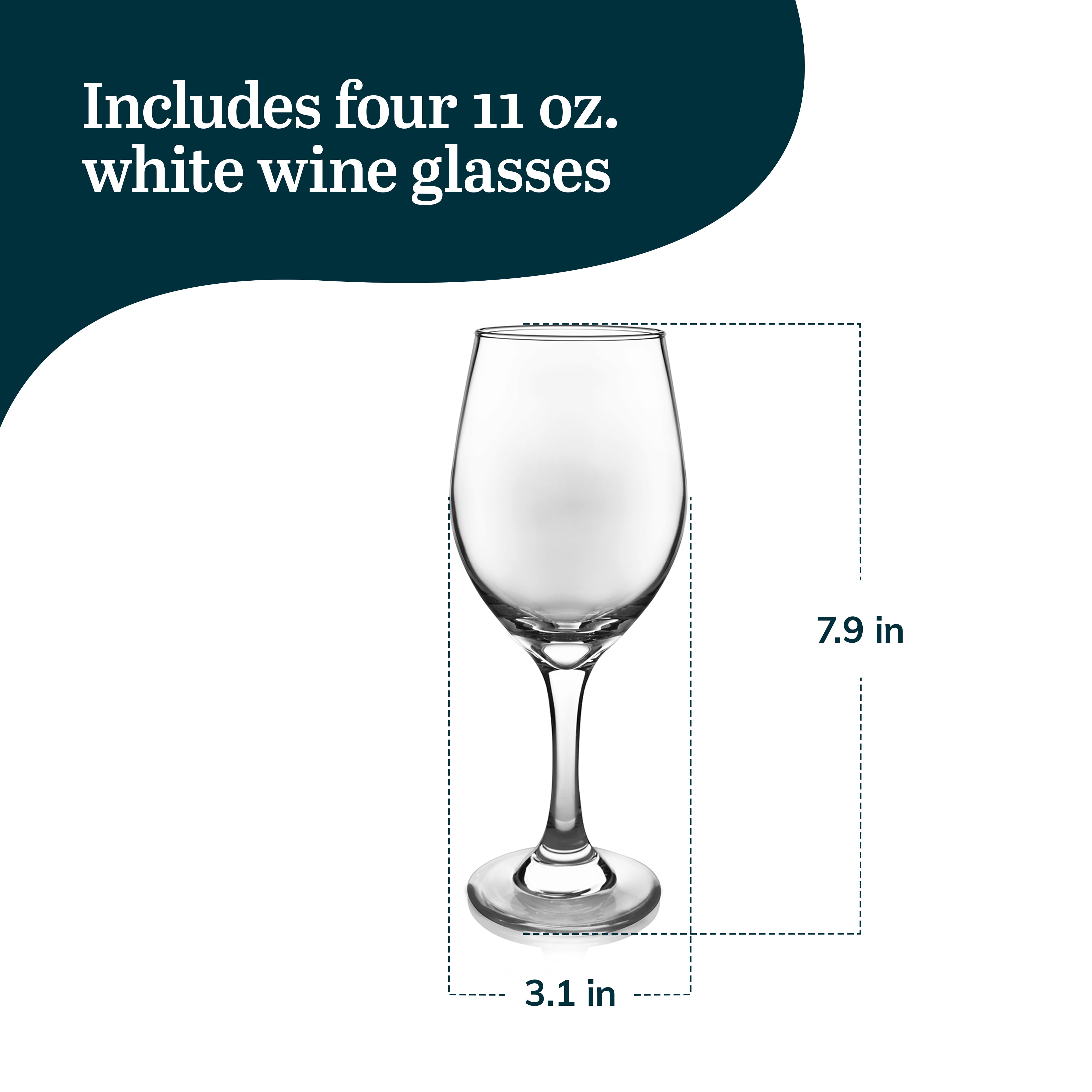 Libbey Classic White Wine Glasses Set of 4, Casual, Modern Stemmed Wine Glasses, Classy Drinking Glass Cups Set for Weddings, Intimate Gatherings