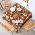 thumbnail image 2 of Brown Daisy Flower Floral Pattern Square Tablecloth,Waterproof Square Table Cover,Wipeable Spillproof Washable Table Cover for Home Kitchen Party Decor 60"x60"(152x152cm), 2 of 6