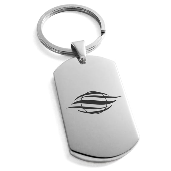 Stainless Steel Elemental Air Nation Engraved Dog Tag Keychain Keyring