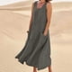 thumbnail image 1 of TaTaai Elegant Maxi Dress Women, Sleeveless V-Neck Long Dress with Pockets, Solid Color Flowy Summer Gown, Casual Breathable Evening Appare Gift, 1 of 7