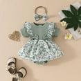 thumbnail image 2 of Tkrady Baby Girls Clothes Summer Cute Graphic Ruffle Ribbed Short Sleeve Romper Tops Skirt Headband 3 Piece Set, Sizes 0-18 Months, 2 of 7