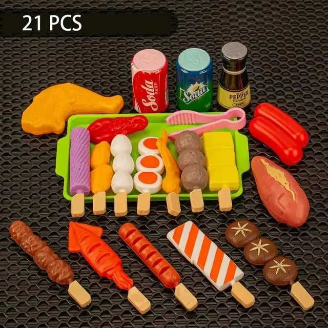 Baby Pretend Play Kitchen Toys Simulation Barbecue Cookware Cooking Mini Food Role Play Educational Gift Kitchen Items Girl Toys