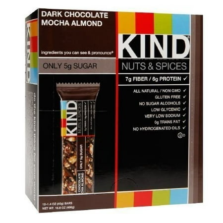 KIND Nuts & Spices Bars Dark Chocolate Mocha Almond 1.4 oz 12 - count Net weight - 16.8 oz