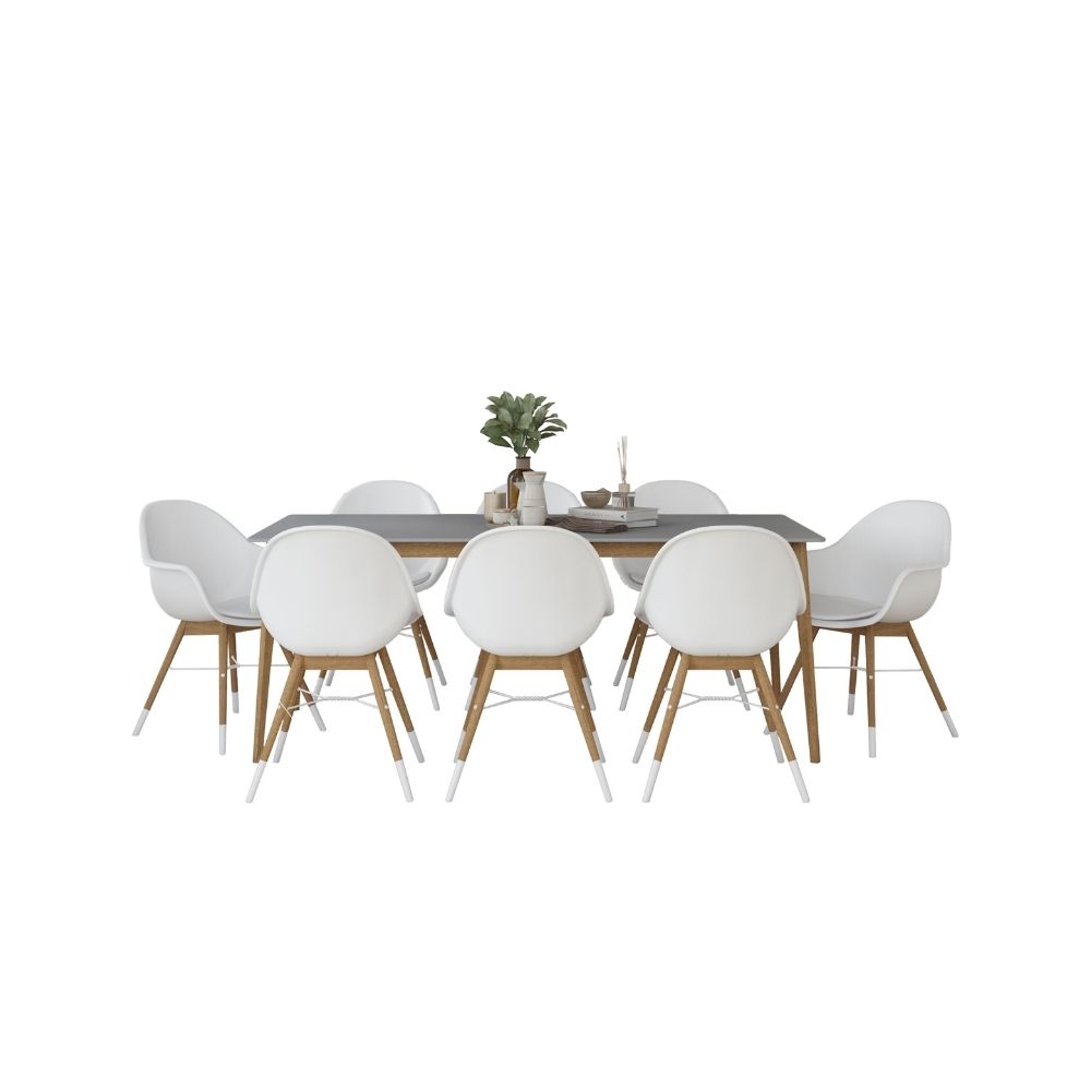 Midtown Concept Barrow 9-Piece Indoor Rectangular Dining Table Set | Eucalyptus Wood | Ideal for Indoors