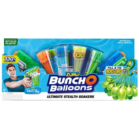 ZURU Bunch O Balloons, Self-Sealing, Includes 2 Ultimate Stealth Soakers, 130  Packs