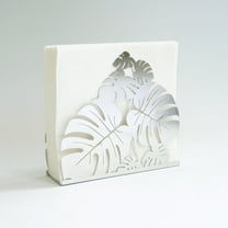 Stainless Steel Leaves Pattern Tabletop Napkin Holder 6.3"L x 1.8"W x 5.7"H