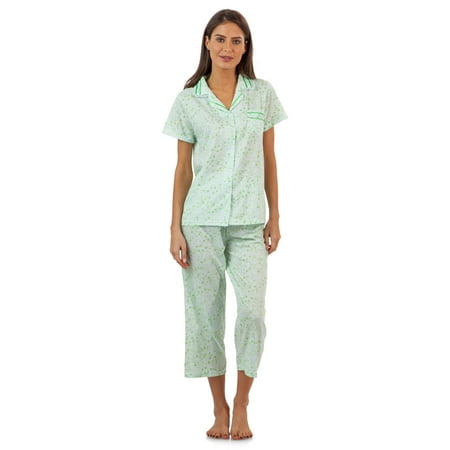 

Casual Nights Lace Trim Women s Short Sleeve Capri Pajama Set