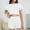 White, variant on Women's Casual Loungewear Set 2 Piece Short Sleeve Cropped Shirt and Ruffle Shorts Lounge Tracksuit
