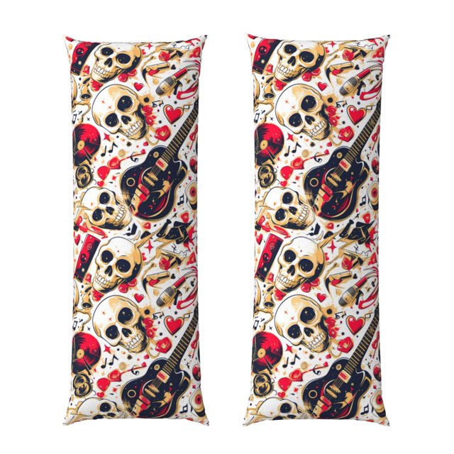 Fotbe Guitar Skull rock Funda para Almohada Corporal con Diseño, Funda de Microfibra Ultrasuave de 20x54 Pulgadas, Ropa de Cama Elegante
