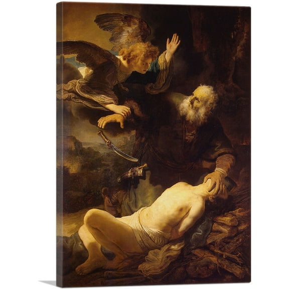 ARTCANVAS The Sacrifice of Isaac 1630 Canvas Art Print by Rembrandt van Rijn - Size: 26" x 18" (0.75" Deep)