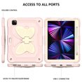 thumbnail image 5 of Compatible with iPad Pro 11 2022/2021/2020/2018/Air 4/Air 5, Case for Kids Boy Girl Gift, Cute Butterfly Wings Kickstand Shockproof Silicone Heavy Duty Rugged Cover with Shoulder Strap - Pink+Beige, 5 of 7
