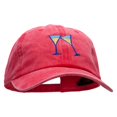 thumbnail image 5 of Two Glasses of Wine Embroidered Unstructured Pigment Dyed Cotton Cap - Red OSFM, 5 of 5