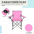 thumbnail image 4 of Silla Plegable LINIUM para Playa Exterior Campo Camping Portatil Rosa, 4 of 9