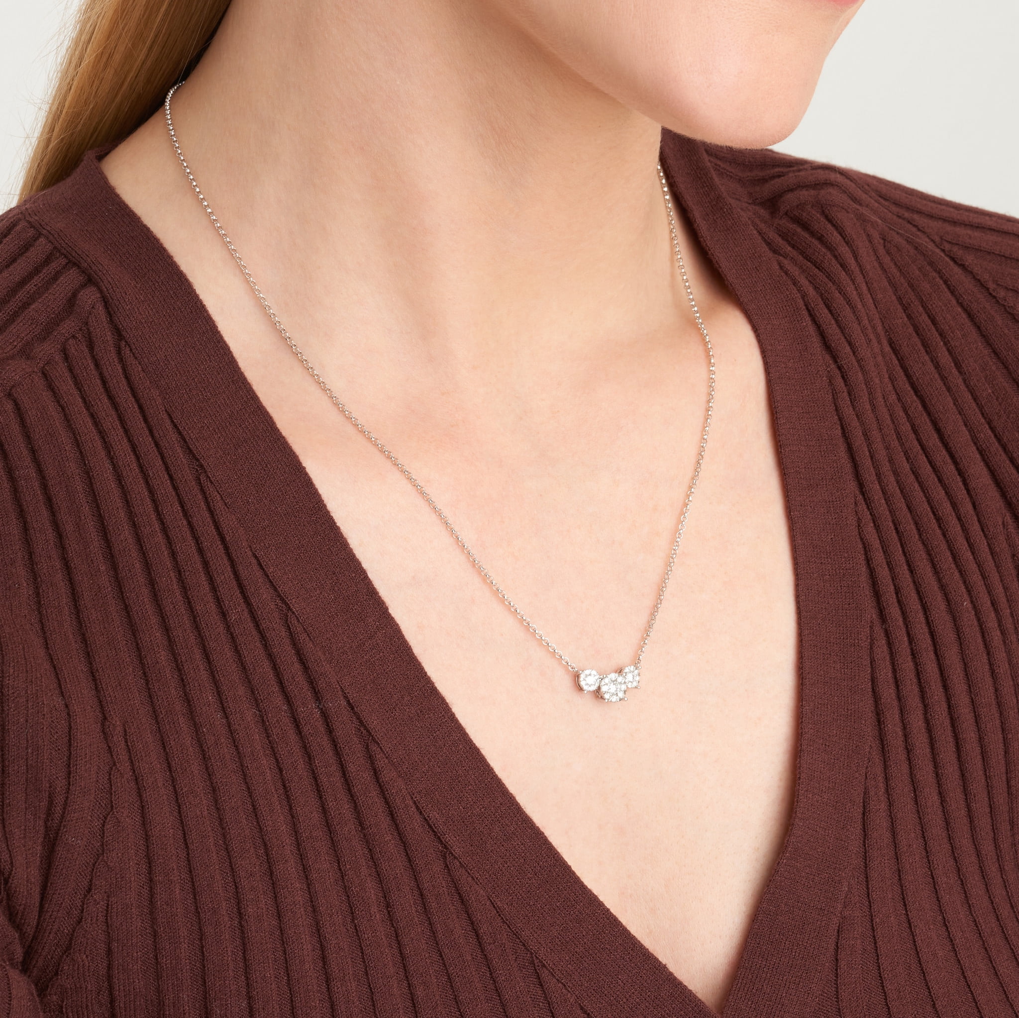 Forever Facets 5/8 CT TW Lab Grown Diamond Necklace in Platinum over Sterling Silver, Adult Female