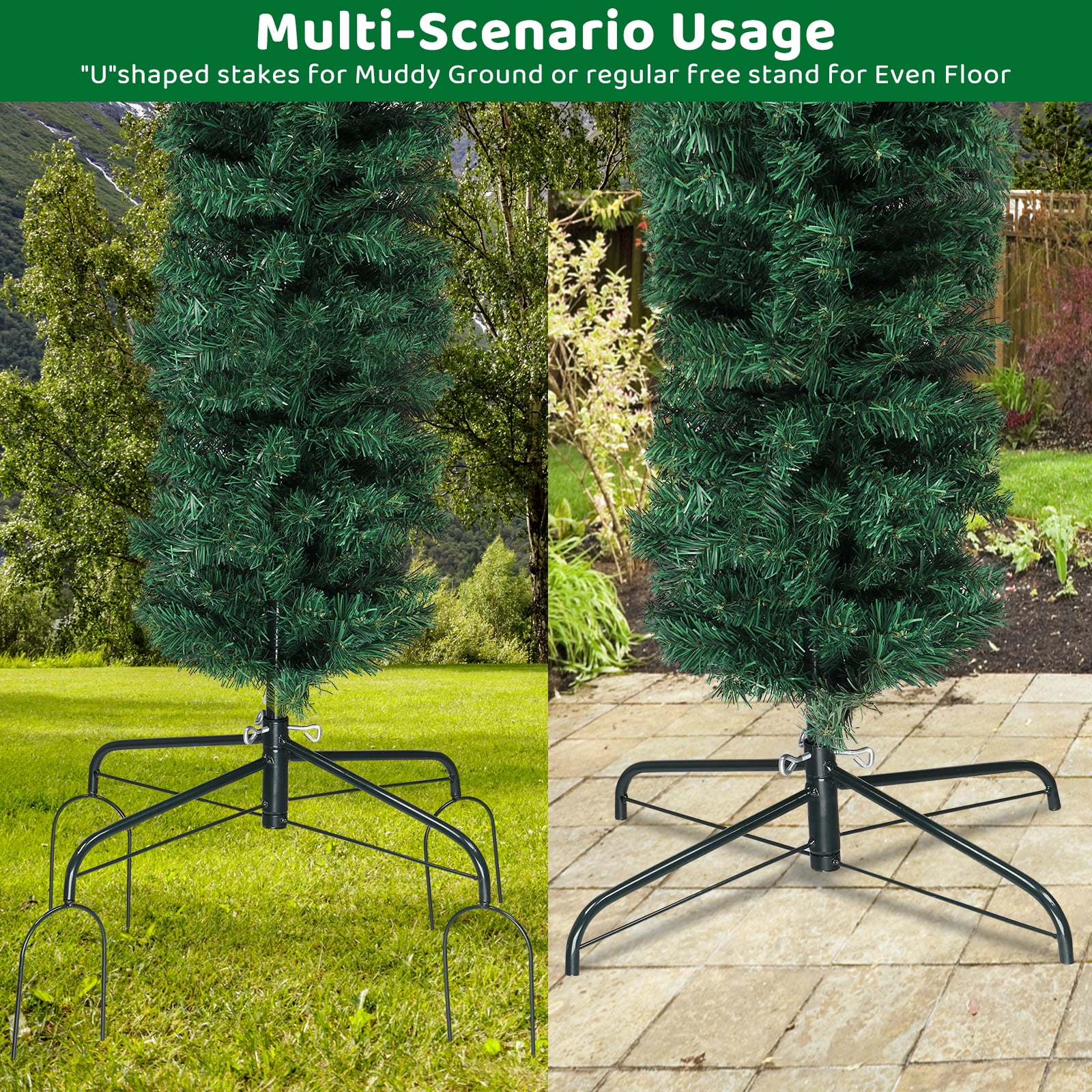 94.5" 1650 Branches PVC Christmas Arch Steel Bracket Holiday Arch Decoration Green