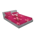 thumbnail image 2 of Ambesonne Floral Fitted Sheet & Pillow Sham Set, Spring Flowers, Queen, Pink, 2 of 2