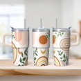 thumbnail image 2 of 20oz Stainless Steel Insulated Cup Bohemian, Travel Mug with Handle & Straws, Leak-Proof Lid, Perfect Bohemian Design Present, 2 of 5