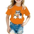 thumbnail image 1 of Hiiyo T-Shirt Graphique Chat Dessin Animé pour Filles Manches Courtes Col Rond pour Enfants, 1 of 3
