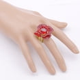 thumbnail image 2 of Lavencious Flower Shape Crystal Cocktail Stretch Ring Party Ring for Women, 2 of 4