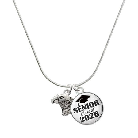 Delight Jewelry Silver-tone Small Falcon – Mascot – Silvertone Senior Class of 2026 Dome Necklace 18