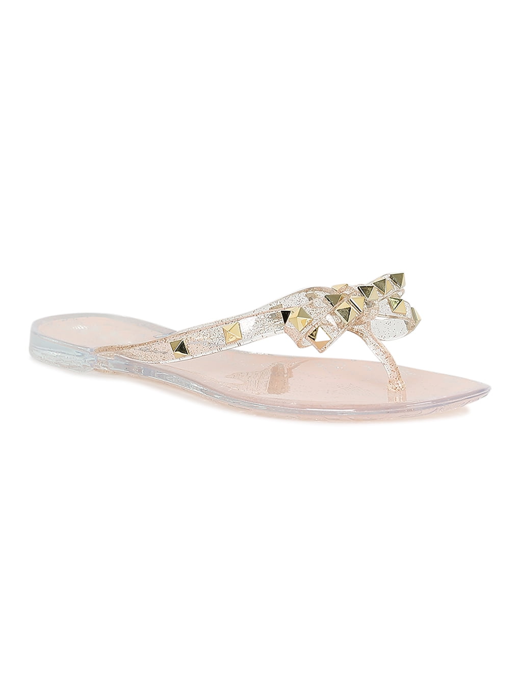 studded bow jelly flip flops