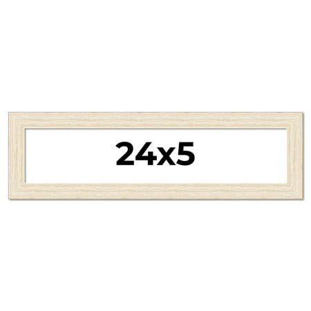 24x5 Frame White Barnwood Picture Frame Includes UV Acrylic Plexiglass, Acid Free Foam Backing