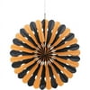 16" Black and Orange Halloween Tissue Paper Decorative Fan