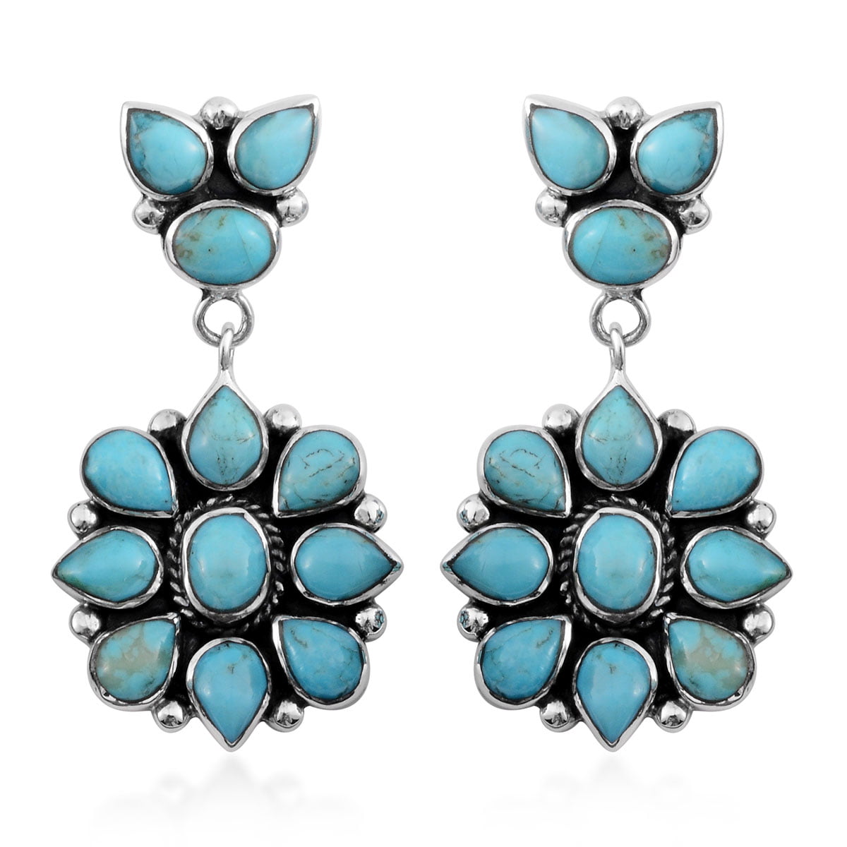 Southwest Dangle Drop Earrings 925 Sterling Silver Turquoise Jewelry for Women 