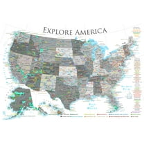 GeoJango USA Wall Map Poster - Black & White (30x20 Inches)
