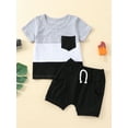 thumbnail image 2 of Bagilaanoe 2pcs Toddler Baby Boy Short Pants Set Striped Short Sleeve T Shirt Tops + Shorts 6M 12M 18M 24M 3T Kids Casual Summer Outfits, 2 of 9