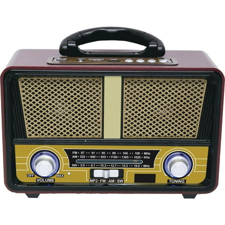 QFX RETRO-90 Retro AM/FM/SW 3-Band Radio with (Best Outdoor Radio With Bluetooth)