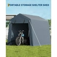 thumbnail image 5 of 6x8 FT Portable Outdoor Storage Shed with Removable Sidewalls & Doors, 240G Heavy-Duty Shelter Waterproof PE Tarp, UV-Resistant Carport for Motorcycle, Car Boat Truck Motorcycle, Gray, 5 of 7